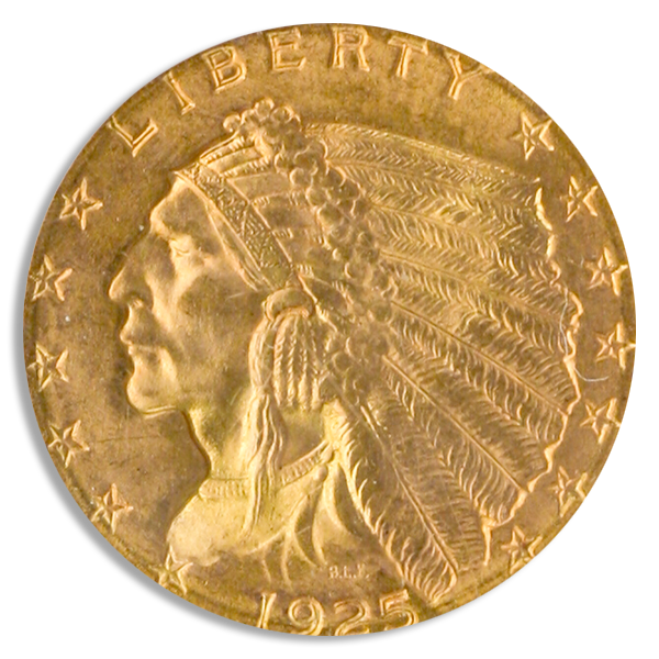1925-D $2 1/2 Indian PCGS MS65 CAC 1925-D $2 1/2 Indian PCGS MS65 CAC