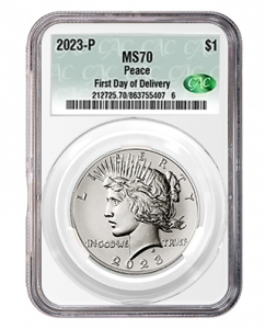 2023-P Peace Dollar CAC Graded MS70 First Day