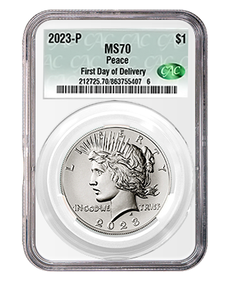 2023-P Peace Dollar CAC Graded MS70 First Day