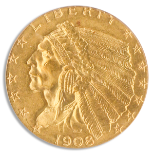 1908 $2 1/2 Indian PCGS MS64 CAC