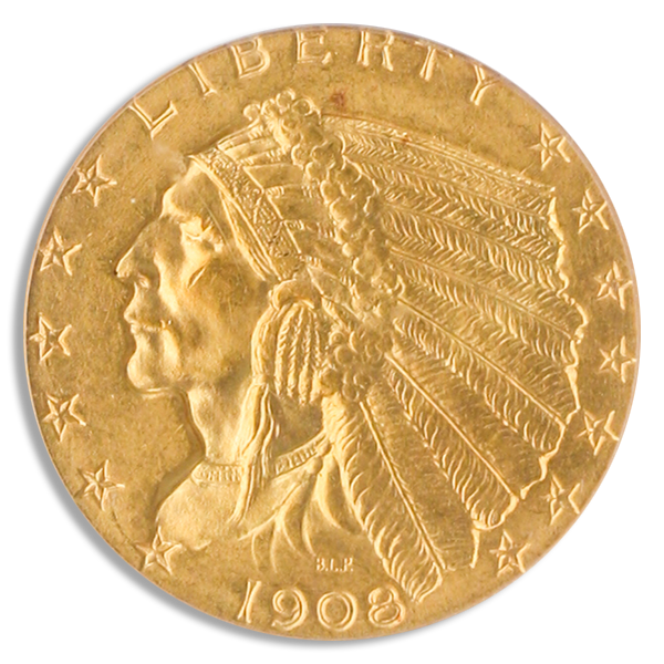 1908 $2 1/2 Indian PCGS MS64 CAC 1908 $2 1/2 Indian PCGS MS64 CAC