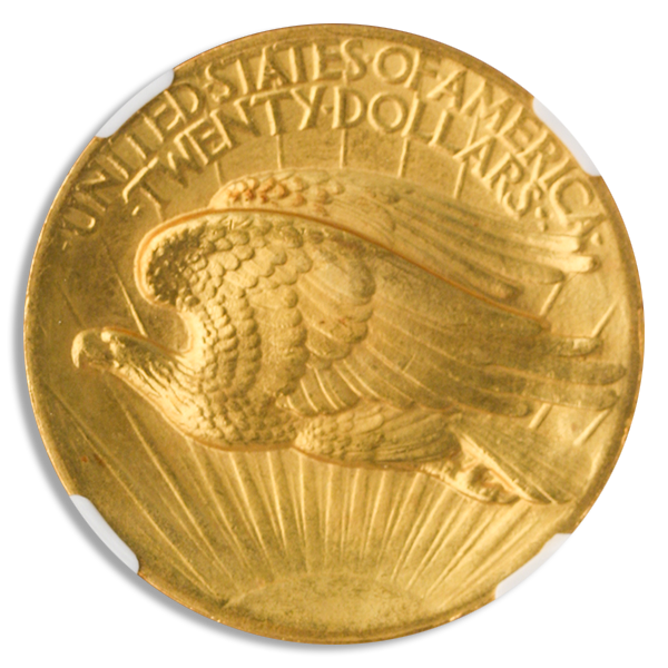 1907 $20 Saint Gaudens Flat Edge High Relief NGC MS65