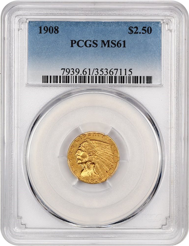 $2 1/2 Indian Certified MS61 (Dates/Types Vary)