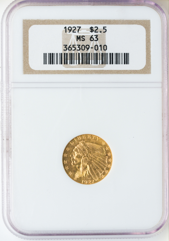 $2 1/2 Indian Certified MS63 (Dates/Types Vary)