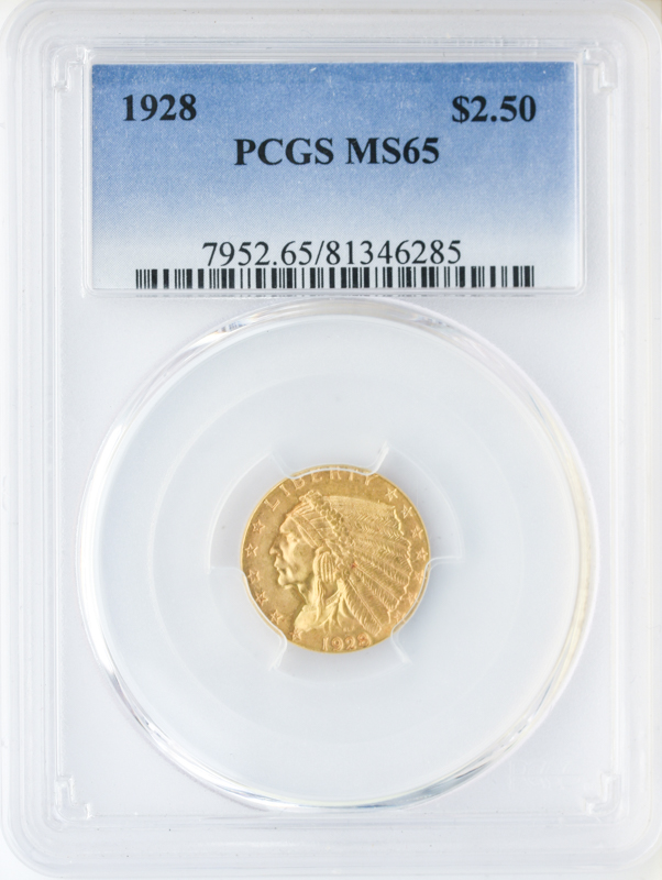 $2 1/2 Indian Certified MS65 (Dates/Types Vary)