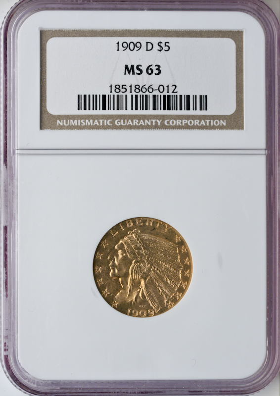 $5 Indian Certified MS63 (Dates/Types Vary)