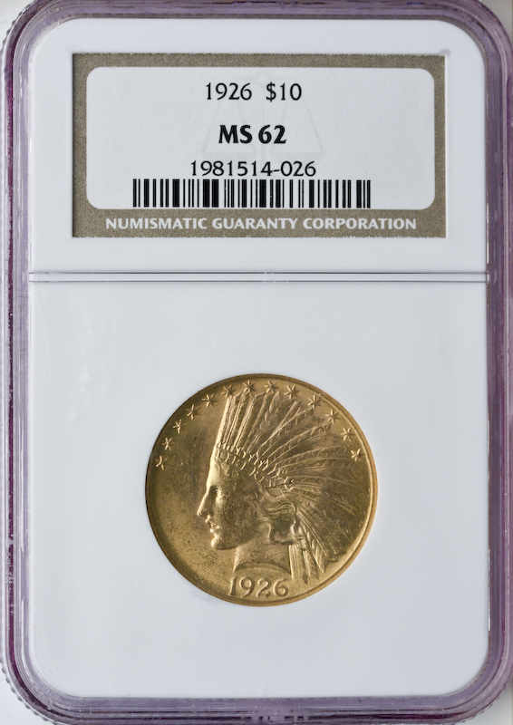 $10 Indian Certified MS62 (Dates/Types Vary)