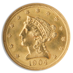 $2 1/2 Liberty Certified MS65 (Dates/Types Vary)