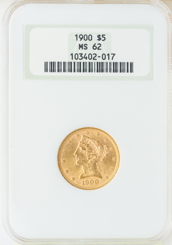 $5 Liberty Certified MS62 (Dates/Types Vary)