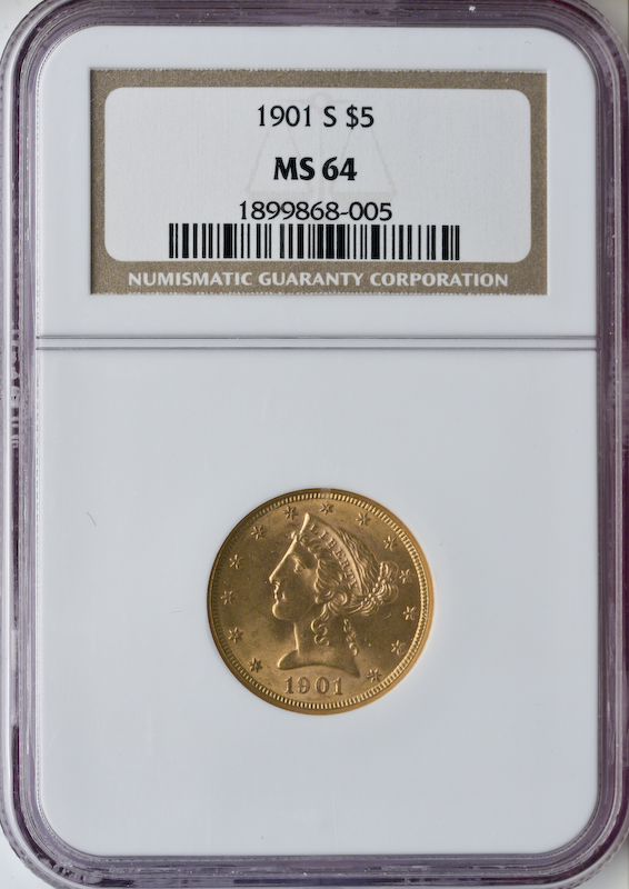 $5 Liberty Certified MS64 (Dates/Types Vary)