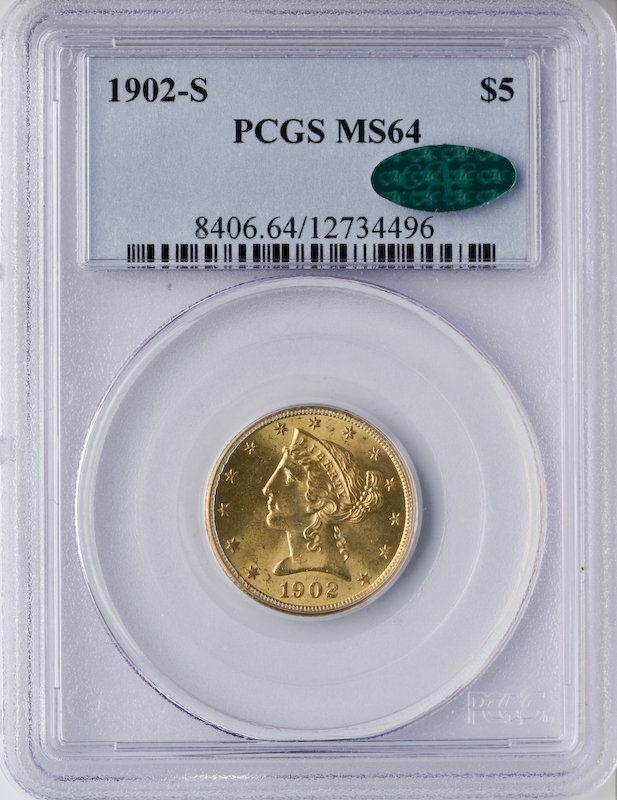 $5 Liberty Certified MS64 CAC (Dates/Types Vary)