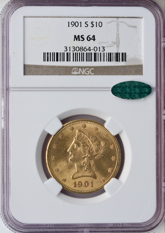 $10 Liberty Certified MS64 CAC (Dates/Types Vary)