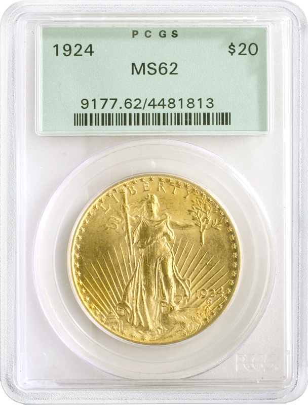 $20 Saint Gaudens Certified MS62 (Dates/Types Vary)
