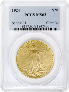 $20 Saint Gaudens Certified MS63 (Dates/Types Vary)