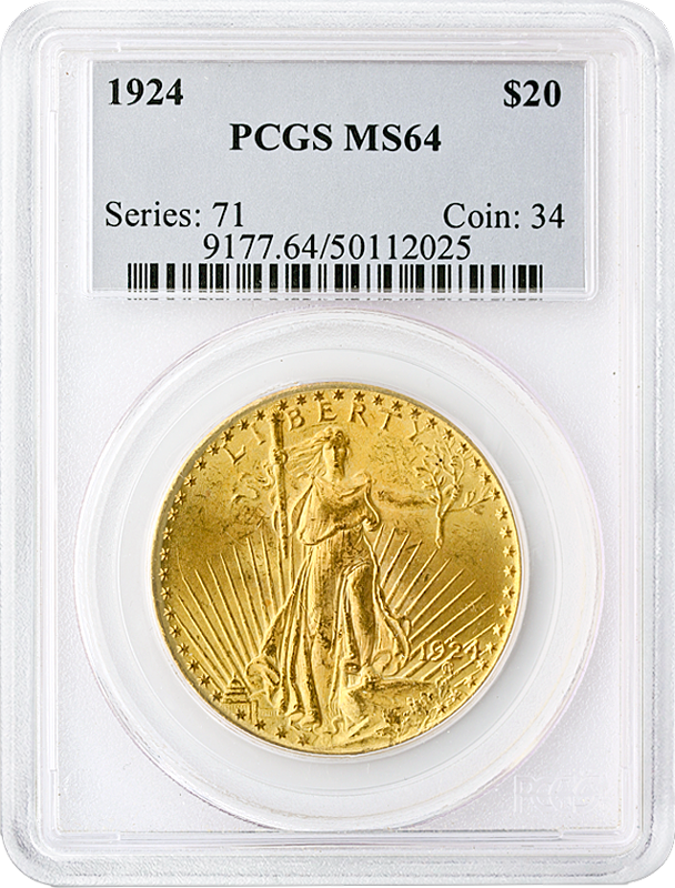 $20 Saint Gaudens Certified MS64 (Dates/Types Vary)