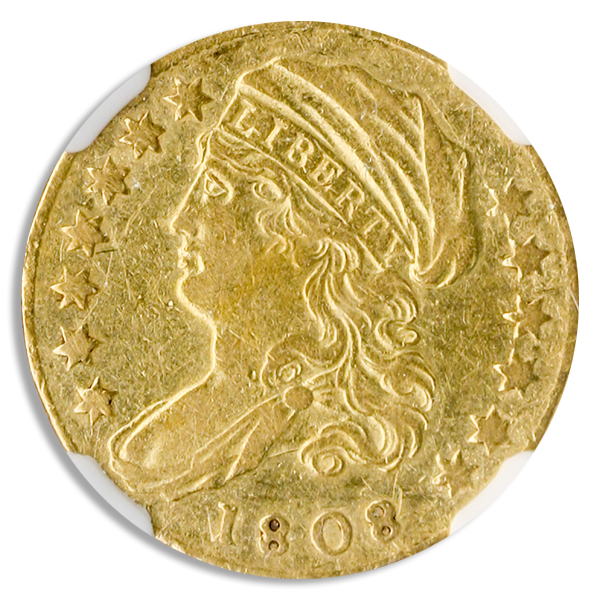 1808 $2.50 Capped Bust Left  NGC AU50