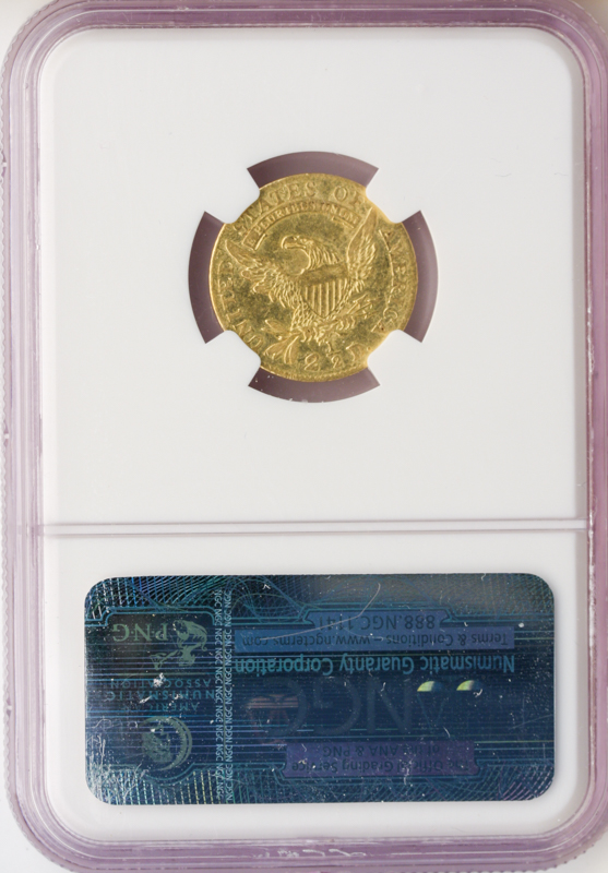 1808 $2.50 Capped Bust Left  NGC AU50