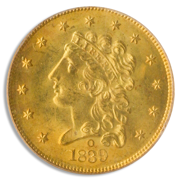 1839-O $2.50 Classic PCGS MS64 CAC 1839-O $2.50 Classic PCGS MS64 CAC