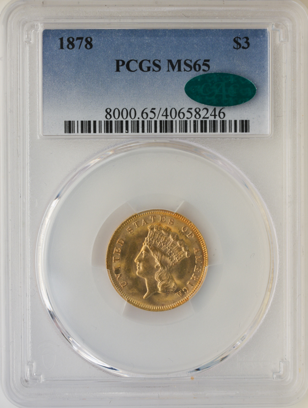 1878 $3 PCGS MS65 CAC