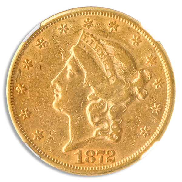 1872-CC $20 Liberty NGC AU50 CAC 1872-CC $20 Liberty NGC AU50 CAC