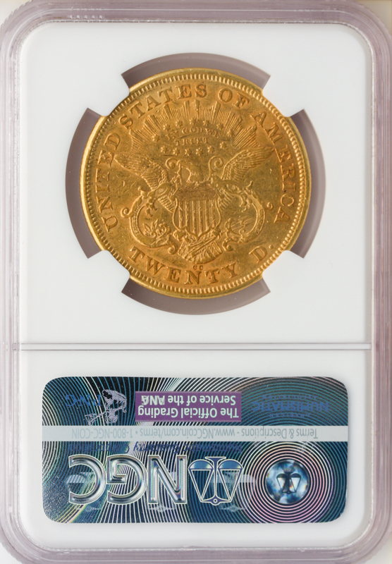 1872-CC $20 Liberty NGC AU50 CAC 1872-CC $20 Liberty NGC AU50 CAC