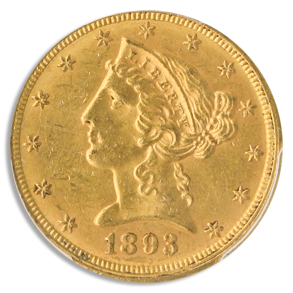 1893-O $5 Liberty PCGS MS62 CAC 1893-O $5 Liberty PCGS MS62 CAC