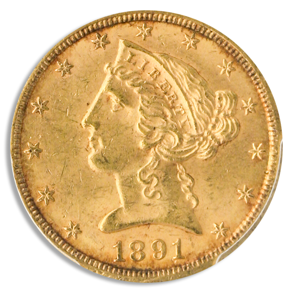 1891-CC $5 Liberty PCGS MS63 CAC
