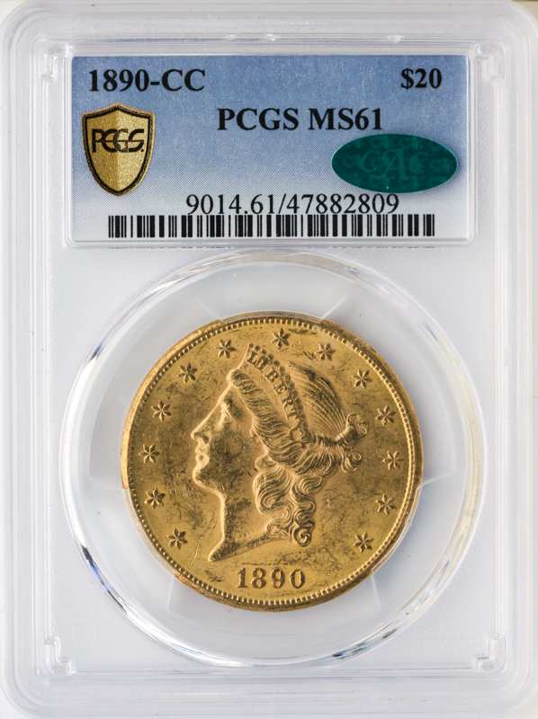1890-CC $20 Liberty PCGS MS61 CAC