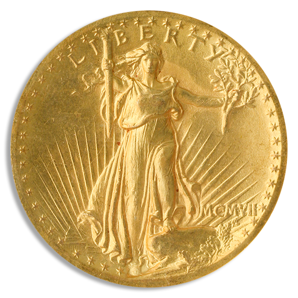 1907 $20 Saint Gaudens High-Relief Wire Edge PCGS MS63