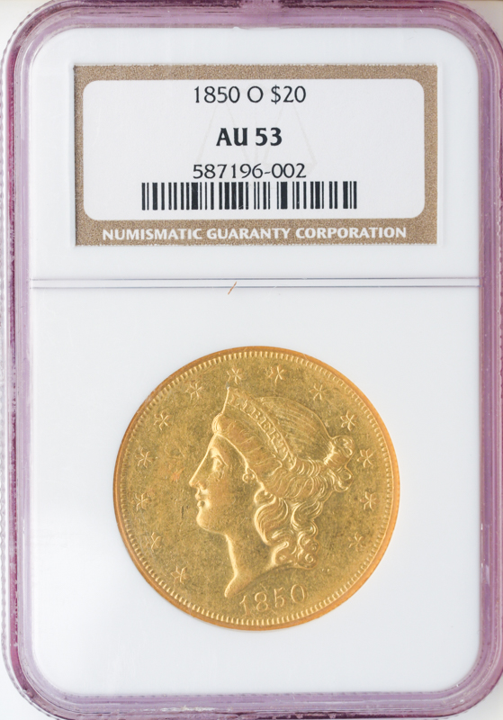 1850-O $20 Liberty NGC AU53
