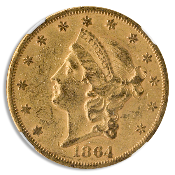 1864-S $20 Liberty NGC AU55 CAC