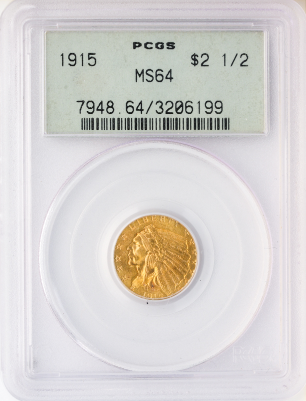 1915 $2 1/2 Indian PCGS MS64