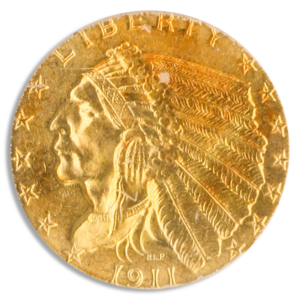 1911 $2.50 Indian PCGS MS54 CAC