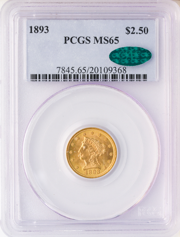 1893 $2.50 iberty PCGS MS65 CAC