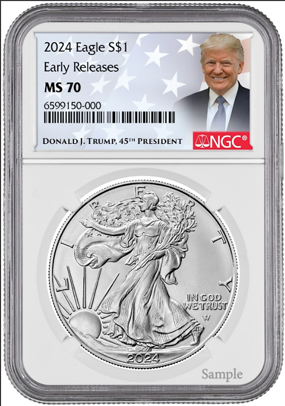 2024 1 oz Silver American Eagle NGC MS70 Early Releases - Trump