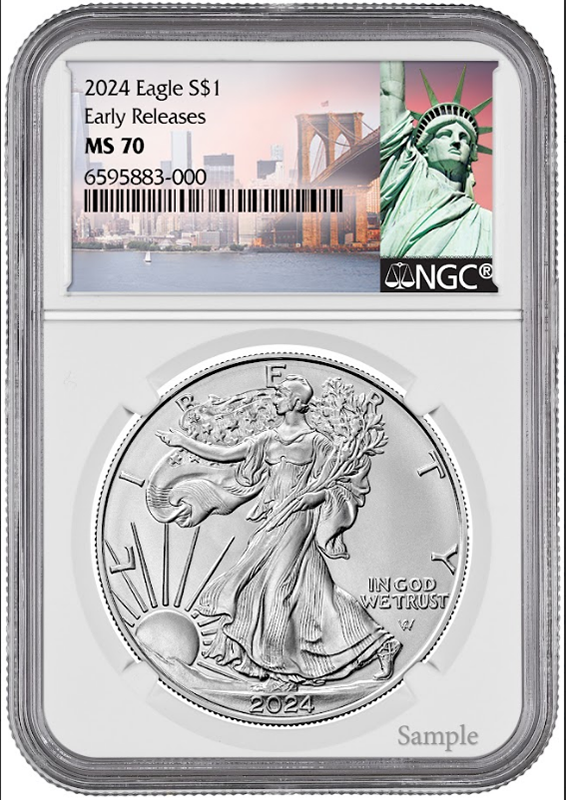 2024 1 oz Silver American Eagle NGC MS70 Early Releases - Statue of Liberty