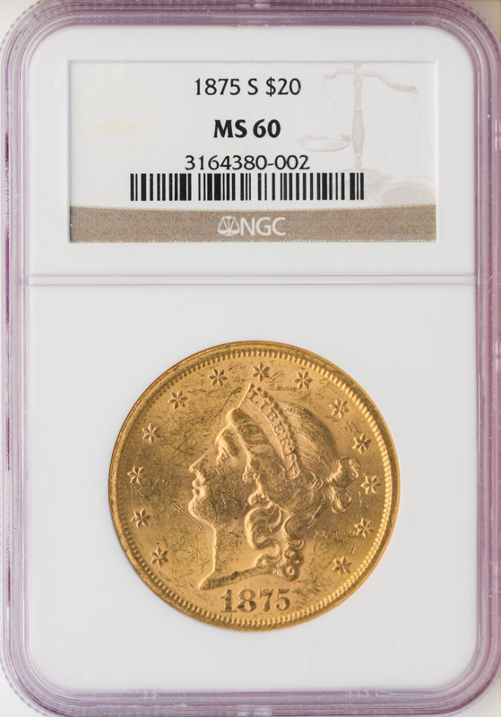 1875-S $20 Liberty NGC MS60