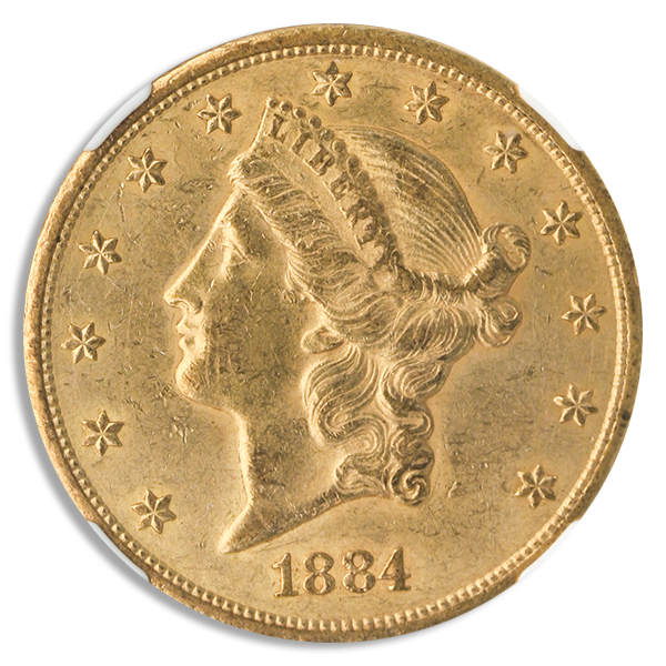 1884-CC $20 Liberty NGC AU55 CAC