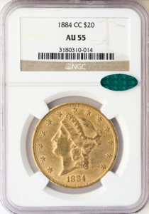 1884-CC $20 Liberty NGC AU55 CAC