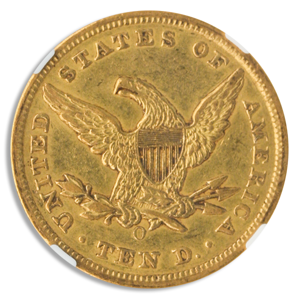 1854-O $10 Liberty Small Date NGC AU53 CAC