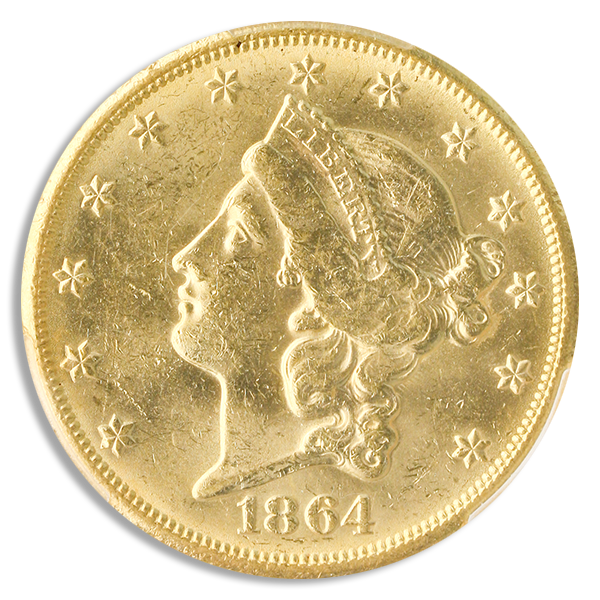 1864-S $20 Liberty S.S. Republic PCGS MS62 CAC
