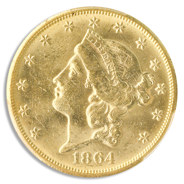 1864-S $20 Liberty S.S. Republic PCGS MS62 CAC 1864-S $20 Liberty S.S. Republic PCGS MS62 CAC