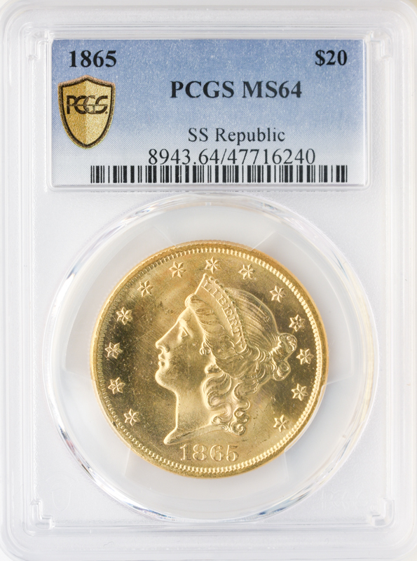 1865 $20 Liberty S.S. Republic PCGS MS64