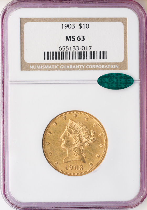 1903 $10 Liberty NGC MS63 CAC