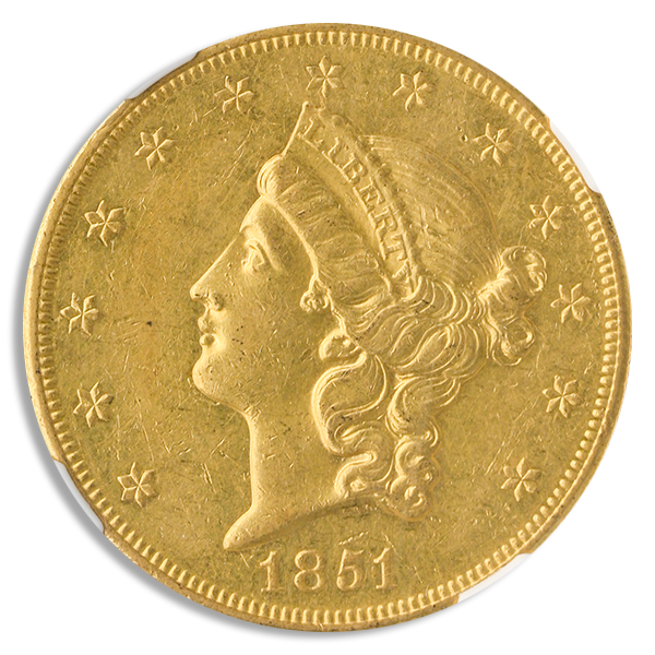 1851-O $20 Liberty NGC AU58