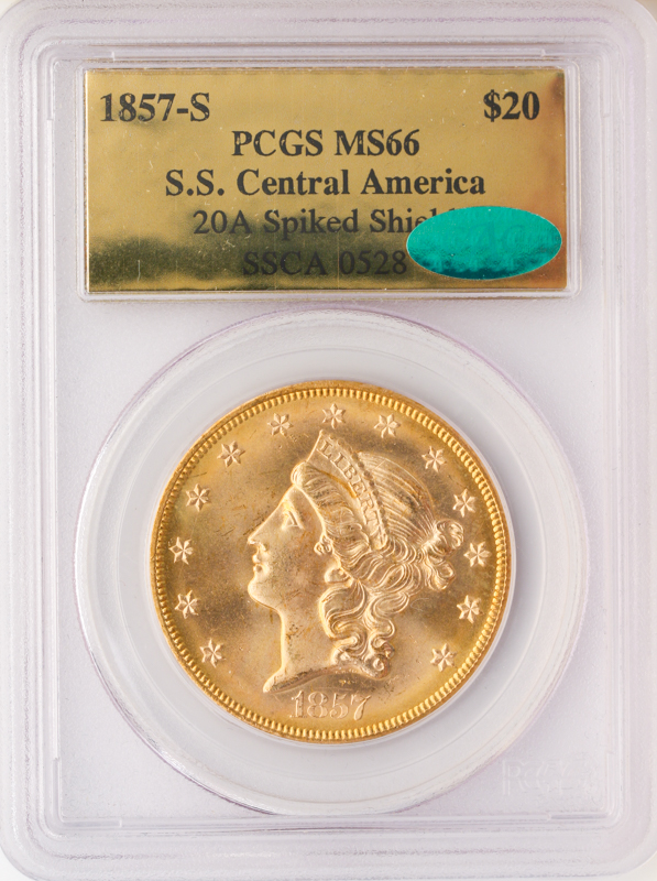 1857-S $20 Liberty S.S. Central America PCGS MS66 CAC 1857-S $20 Liberty S.S. Central America PCGS MS66 CAC