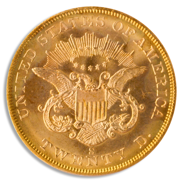 1857-S $20 Liberty S.S. Central America PCGS MS66 CAC 1857-S $20 Liberty S.S. Central America PCGS MS66 CAC