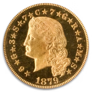 1879 $4 Flowing Hair Stella PCGS MS64 PRDCAM