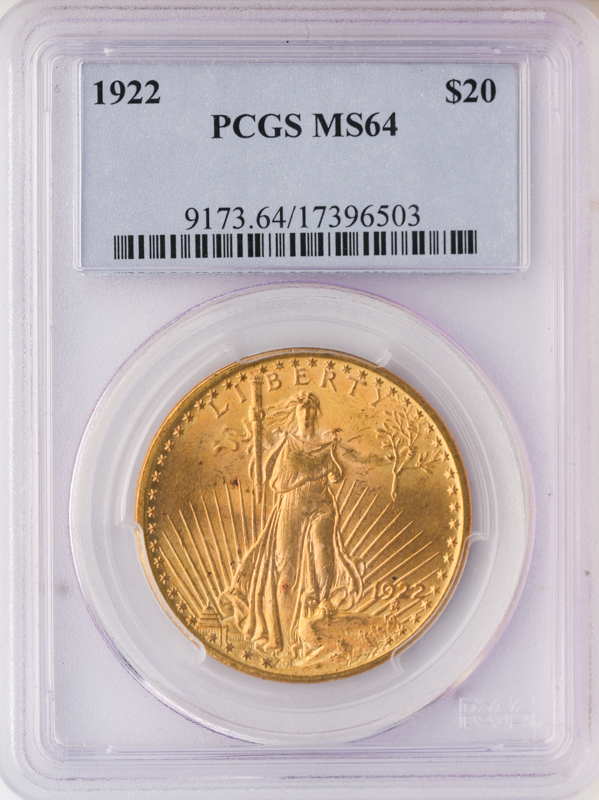 1922 $20 Saint Gaudens PCGS MS64