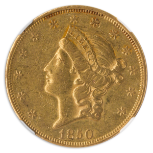 1850 $20 Liberty NGC XF45 CAC